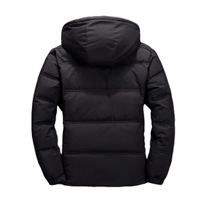 Fabricants de vestes d'hiver matelassées sur mesure en gros OEM ODM pour hommes, parka noire à capuche chaude et épaisse, manteau d'extérieur - Product Image 2