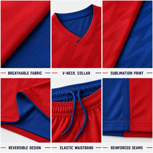 Custom Printed Reversible Soccer Uniform Set Double Sided Football Jersey and Shorts Breathable Quick Dry Unisex Team Sportswear - Product Image 4