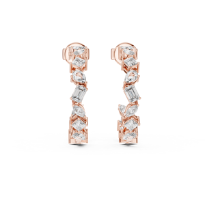 UNIQUE RHODIUM PLATED LUXURY HOOP <b>EARRINGS</b> <b>SET</b> in 18KT ROSE <b>GOLD</b> LAB GROWN MIX CUT DIAMONDS IGI CERTIFIED for EVERYDAY WEAR - Product Image 4