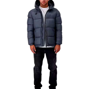 Veste matelassée à capuche pour homme grande taille personnalisée, streetwear d'hiver unisexe, logo sur le devant, réversible, coupe-vent, haute qualité - Product Image 5