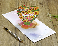 Regalo de colección para la tarjeta 3D emergente de felicitación del Día DE LA Madre con girasol personalizado de la fabricación HMG