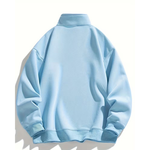 OEM Men's Women's Half Zip Fleece Sweatshirt Plain Oversized <b>Mock</b> <b>Neck</b> Pullover Custom Streetwear Cotton <b>Top</b> - Product Image 3