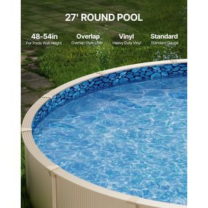 Bâche de piscine ronde hors-sol de 27 pieds, design à superposition, en vinyle de qualité standard, pour parois de 48 à 54 pouces de hauteur, avec couvercle en acier et enrouleur inclus - Product Image 2