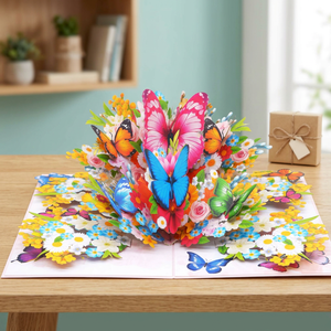 Meilleures ventes : Carte pop-up 3D fleurs et papillons, design personnalisé, faite à la main, découpée au laser, impression offset, décoration d'intérieur, la meilleure - Product Image 2