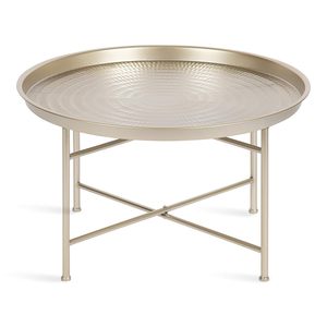 Modern Round Metal <b>Coffee</b> <b>Table</b> with Textured Tray Top Minimalist Accent Side <b>Table</b> for Living Room Bedroom and Lounge - Product Image 1