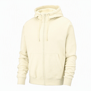 Sweat-shirt à capuche zippé personnalisé couleur champagne avec poche avant et cordon de serrage, unisexe, en polaire, vente en gros, vêtements streetwear décontractés, Royaume-Uni - Product Image 2