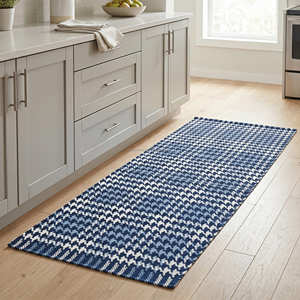 Natural Stripe Handwoven Cotton <b>Floor</b> <b>Runner</b> for <b>Kitchen</b> Hallway Farmhouse & Organic Modern Home - Product Image 2