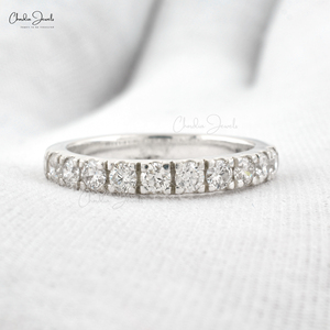 Nuevo Anillo de Media Eternidad con Diamantes Pavé de 2.7mm en Oro Blanco Fino de 14k, Anillo de Compromiso y Boda, Talla US-6 - Product Image 3