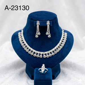 MOLL JEWELLERS Ensemble de bijoux vintage pour femme en alliage de zinc plaqué argent, collier, boucles d'oreilles, bague, zircon, imitation perle, tendance - Product Image 5