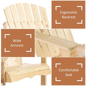 Set di 2 Sedie Doppie Adirondack in Legno Naturale con Tavolino Centrale e Foro per Ombrellone per Terrazza e Giardino - Product Image 5