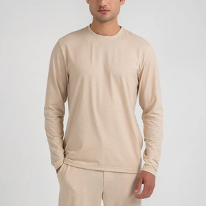 Camiseta de Manga Larga para Hombre de Alta Calidad, 100% Algodón, Lisa, Moderna, Transpirable, con Cuello Redondo - Product Image 4