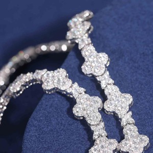 Pulsera Personalizable de Plata de Ley 925 con Baño de Rodio, Diseño de Cruz y Estrella, Estilo Cubano, con Moissanita, 10mm, 8tcw, Joyería Hip Hop - Product Image 2