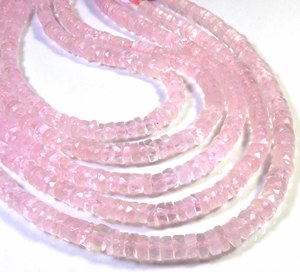Natural <b>Pink</b> Rose Quartz Beads 16"Inch Heishi Shape Faceted Center <b>Drilled</b> Beads 6mm Top Grade Rose Quartz Gemstones For Jewelry - Product Image 2