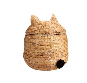 Cesta de Almacenamiento de Jacinto de Agua con Forma de Gato Adorable, Cesto Organizador de Juguetes Tejido con Forma de Animalito para Habitación Infantil - Product Image 4