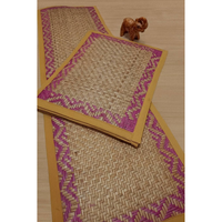 Ensemble de nappes et de sets de table Shetal Pati faits à la main et écologiques, 100% fibres de Murta naturelles, tissées, décoration d'intérieur, 1 nappe + 6 sets de table