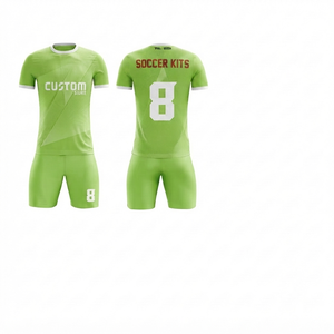 Ensemble de maillots de football personnalisés de qualité supérieure, couleur vert lime, respirant, léger, 100% polyester, maille antibactérienne - Product Image 1