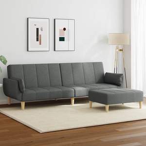 Sofá Cama de 2 Plazas Gris Oscuro, Duradero, de Poliéster, Madera y Plástico con Espuma, Producto Elegante y Resistente - Product Image 1