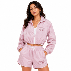 Conjunto de Chaqueta Corta y Pantalones Anchos de Diseño para Mujer, Estilo Premium, Bordado, Marca Privada - Product Image 4