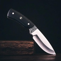 Couteau de chasse à lame fixe Drop Point, acier inoxydable, manche en Micarta, garde décoratif, longueur totale de 9 pouces