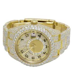 Montre mécanique rétro en acier inoxydable de qualité supérieure, 7 mm, style affaires, entièrement sertie de diamants Moissanite VVS - Product Image 1