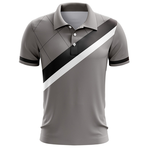Chemise à manches courtes pour homme, motif floral gris, tissu en toile à séchage rapide, 100% polyester, respirant, logo sur le devant, vêtement décontracté - Product Image 1