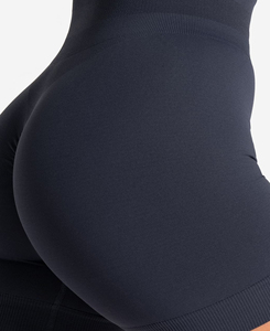 Women's High Waist Solid Knitted Biker Shorts Sporty Fit Breathable <b>Elastic</b> Waist Spandex Nylon Knitted Fabric Cheap Price - Product Image 4