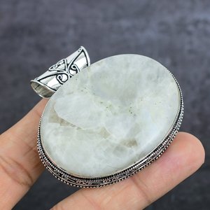 Pendentif Solitaire en Pierre Naturelle d'Huître Épineuse, Plaqué Argent Tibétain, Forme Ovale, Style Bohème Vintage, Bijou Cadeau Anniversaire - Product Image 3
