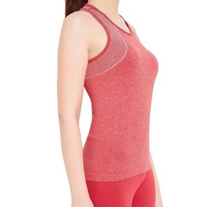 Women's Red Breathable Knitted Tank <b>Top</b> Sporty O-Neck Sleeveless <b>Tops</b> Solid Color Spandex Polyester Fit Workout Wear - Product Image 3