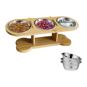 ชามอาหารและน้ำทำจากสเตนเลสสำหรับสัตว์เลี้ยงขาตั้งไม้แบบปรับได้ - Product Image 2