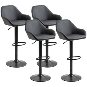 Collection de tabourets de bar pivotants élégants en cuir PU noir avec base en acier, durables et élégants - Product Image 1