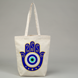 Sac fourre-tout en coton moyen personnalisé EWB avec fermeture à glissière, poignée de longueur de main, motif de lettres, usage quotidien, origine du Bengale occidental - Product Image 3