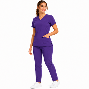 Scrubs Custom Logo Printed Canvas Breathable Unisex Hospital Medical Nursing Uniforms Needle Detection Seamless <b>Fusing</b> Summer - Product Image 6
