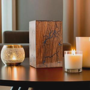 Urna de Resina con Diseño de Olas del Océano, Hecha a Mano, Caja Conmemorativa de Madera de Teca - Product Image 3