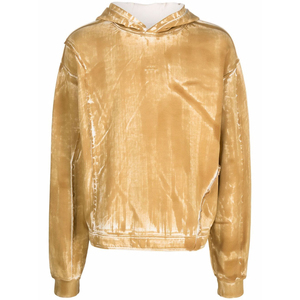 Sudadera con Capucha Extra Grande para Hombre, Teñida, Color Amarillo Sólido, Corte Regular, Sudadera de Punto para Otoño - Product Image 1