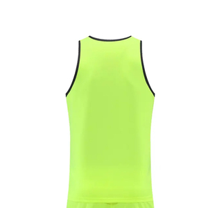 Conjunto Deportivo Unisex Verde Neón, Camiseta sin Mangas con Pantalones Cortos, Absorbe la Humedad, para Adultos, Todas las Temporadas, Corte Regular - Product Image 2