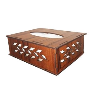 Porte-mouchoirs en bois écologique moderne avec ouverture coulissante carrée à motif de feuilles pour voiture, hôtel, bureau - Product Image 2