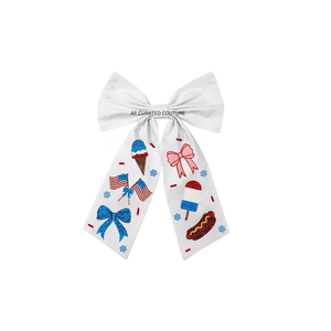 Barrette à cheveux nœud perlé fait main, dernier design, style mode élégant, avec pince crocodile, pour le 4 juillet - Product Image 1
