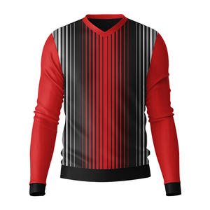 T-shirt promotionnel personnalisé pour hommes, col en V, manches longues, logo OEM, uni, de haute qualité, vente en gros, pas cher - Product Image 1