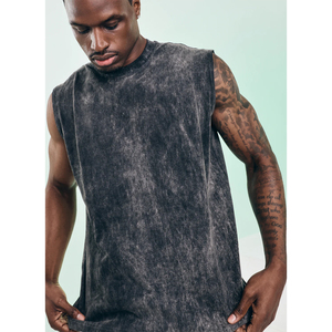 Camiseta sin mangas vintage para hombre, cuello redondo, color liso, chaleco casual de algodón tejido, venta al por mayor, camiseta sin mangas personalizada para hombre - Product Image 1