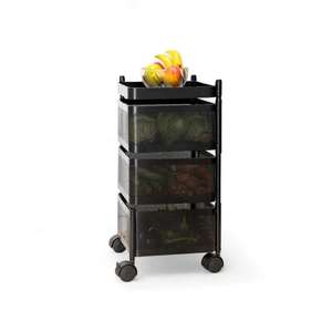 Compact Modern Steel <b>Kitchen</b> <b>Storage</b> Cart Five Tier Solid Tray Organiser PU Castor Wheel Heavy Duty Commercial <b>Unit</b> - Product Image 4