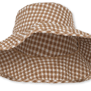 High Quality Brown Checkered Cotton Poplin Bucket <b>Hat</b> Unisex Casual Spring <b>Summer</b> Style - Product Image 4
