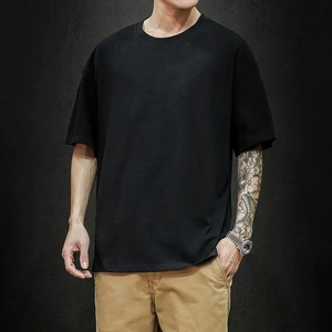 Camiseta de Alta Calidad para Hombre, de Lujo, 100% Algodón Grueso, Talla Grande, Cuello Redondo, Estilo Holgado, en Venta - Product Image 6