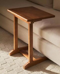 Natural Oak Wood C Shaped <b>Side</b> <b>Table</b> Slim <b>Sofa</b> End <b>Table</b> For Living Room Minimalist Bedside Laptop Stand Compact Accent Coffee - Product Image 2