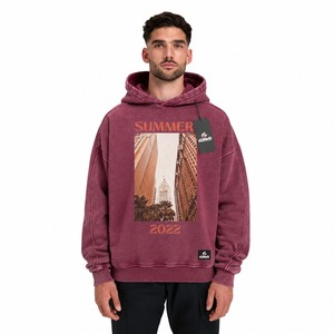 Oversized Acid Wash <b>Hoodie</b> <b>for</b> <b>Men</b> Vintage Washed Hooded Sweatshirt Comfortable Casual Fashion Pullover with Oem Service - Product Image 1