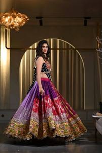 Lehenga Choli Women's Traditional Indian Wedding Dress Floor-Length Silk Embroidered Multi-Color Ethnic Outfit - Product Image 4