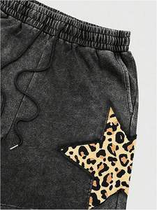 Shorts de sport vintage déchirés pour hommes avec motif étoile et cordon de serrage à la taille, style streetwear - Product Image 3