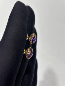 Natural Amethyst Bezel Setting Stud <b>Earrings</b> in Sterling Silver <b>Handmade</b> Round Luxury Jewelry for Women Gift Wholesale - Product Image 5