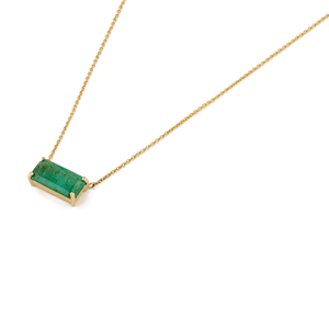 14K Solid Gold Geometric East West <b>Emerald</b> Cut Box Chain <b>Pendant</b> Necklace 2.41 Ct Natural <b>Emerald</b> IGI Certified Diamond Women's - Product Image 6