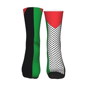Crew <b>Socks</b> Geometric Pattern Red <b>Black</b> White Knitted Spandex Polyester Breathable Casual Summer Adult Regular Fit - Product Image 3
