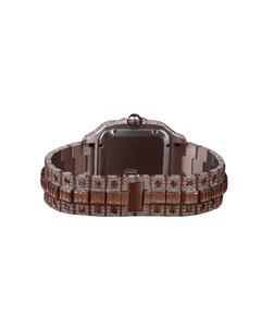 Montre de luxe neuve en moissanite, or blanc, diamant rond et cadran romain, cadeau de mariage unisexe, mouvement à quartz décontracté - Product Image 4